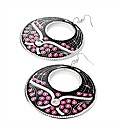 Black & Fuchsia Enamel Round Earrings