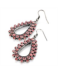 Rose and Silver Coloured Oval Earrings