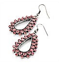 Rose and Silver Coloured Oval Earrings