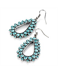 Aqua and Silver Coloured Oval Earrings
