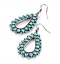 Aqua and Silver Coloured Oval Earrings