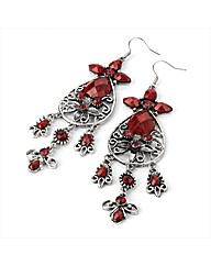 Silver Coloured Red Tone Earrings