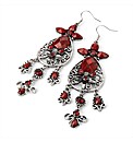 Silver Coloured Red Tone Earrings