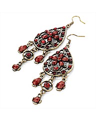 Gold Coloured Red Tone Earrings
