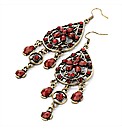 Gold Coloured Red Tone Earrings