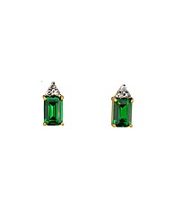 9ct Diamond and Emerald CZ Earrings