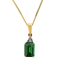 9ct Diamond and Emerald CZ Pendant