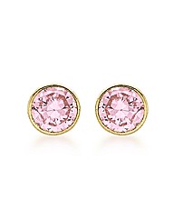 9ct Gold Pink CZ Round Stud Earring