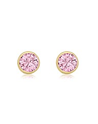 9ct Gold Pink CZ Round Stud Earring