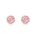 9ct Gold Pink CZ Round Stud Earring