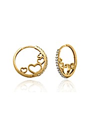 9ct Gold CZ Heart Hoop Earring