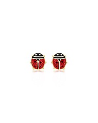 9ct Gold Enamel Ladybird Stud Earring