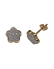 9ct Gold Diamond Flower Stud