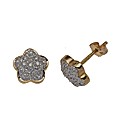 9ct Gold Diamond Flower Stud