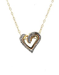 9ct Diamond Set Double Heart Pendant