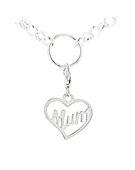 Silver MUM Heart Clip on Charm