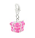 Silver Pink Enamel Gift Box Charm