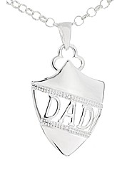 Silver Dad Shield Diamond set Pendant
