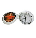 Metal Oval Alarm Clock & Photo - Chrome