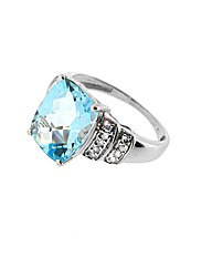 9ct White Gold Diamond and Topaz Ring