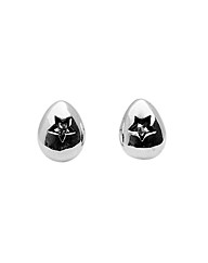 Sterling Silver Oval Star Studs