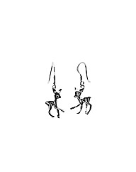Sterling Silver Cute Deer Drop Earrings
