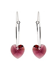 Sterling Silver Hoops and Crystal Heart