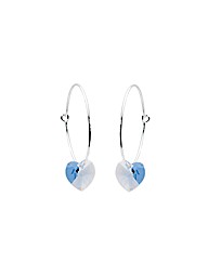 Sterling Silver Hoops and Crystal Heart