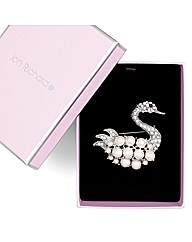 Job Richard Pearl Crystal Swan Brooch