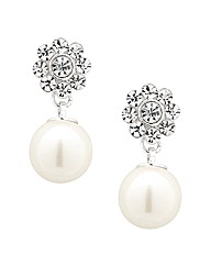 Jon Richard Daisy Top Pearl Drop Earring