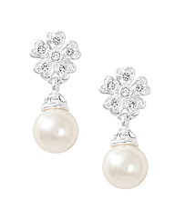 Jon Richard Flower Pearl Drop Earring