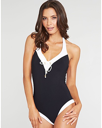 Monochrome Halter Swimsuit Dynaloo