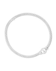 Simply Silver Pearl Mesh Chain Bracelet