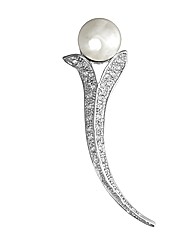 Faux Pearl and Crystal Bouquet Brooch