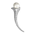Faux Pearl and Crystal Bouquet Brooch