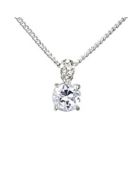 Rhodium Plated Crystal Solitaire Pendant