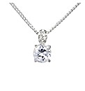 Rhodium Plated Crystal Solitaire Pendant
