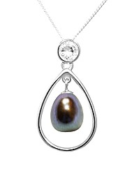 Silver Teardrop Peacock Pearl Pendant