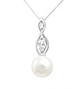 Silver White Pearl and CZ Pendant