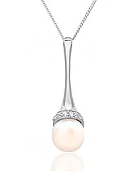 Silver White Pearl and CZ Pendant