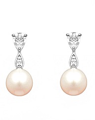 Silver Pearl and CZ Earrings
