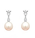 Silver Pearl and CZ Earrings