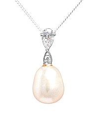 Silver Pearl and CZ Pendant