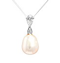 Silver Pearl and CZ Pendant