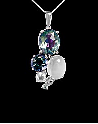 9ct White Gold Blue Cluster Pendant