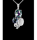 9ct White Gold Blue Cluster Pendant