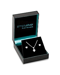 Simply Silver Cubic Zirconia Heart Set