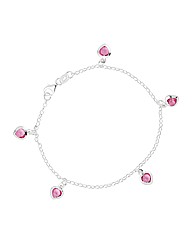 Simply Silver Multi Pink Heart Bracelet
