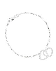 Simply Silver Double Heart Link Bracelet