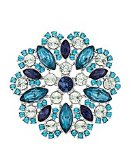 Mood Multi Blue Cool Facet Stone Brooch